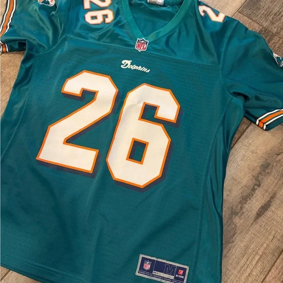 🏈 NFL Miami Dolphins Miller 26 Teal Jersey with Logo Pro Line Football 🏈 Retired - Picture 3 of 5